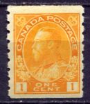 Канада 1912-1924 гг. • Sc# 126 • 1 c. • выпуск "Адмирал" • желт. (из рулона) • стандарт • MH OG F-VF ( кат. - $15 )
