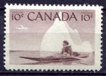 Канада 1955 г. • SC# 351 • 10 c. • Эскимос в каяке на фоне айсберга • MNH OG XF