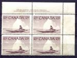 Канада 1955 г. • SC# 351 • 10 c. • Эскимос в каяке на фоне айсберга • MNH OG XF • кв. блок
