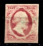 Нидерланды 1852 г. • SC# 2 • 10 c. • король Виллем III • стандарт • MNG VF ( кат. - $150 )