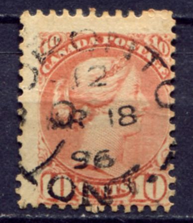 Канада 1888-1897 гг. • SC# 45 • 10 c. • Королева Виктория • (выпуск - Оттава) • Used F ( кат.- $65 )