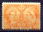 Канада 1897 г. • Sc# 51 • 1 c. • Королева Виктория • 60-летний юбилей правления • MH OG VF ( кат.- $30 )