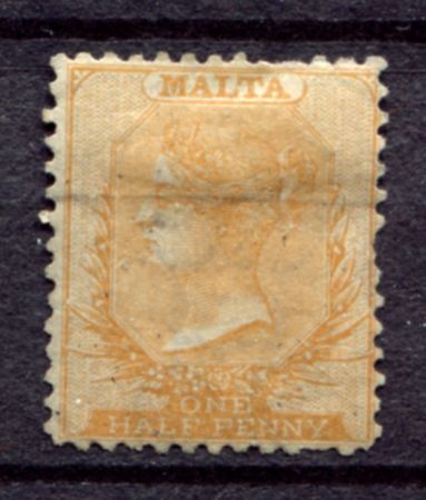 Мальта 1863-1881 гг. • Gb# 14 • ½ d. • Виктория • стандарт • MNG F-VF ( кат.- £160(*) )