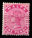 Мальта 1885-1890 гг. • Gb# 22 • 1 d. • Виктория • стандарт • MH OG VF ( кат. - £10 )