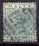 Мальта 1885-1890 гг. • Gb# 23 • 2 d. • Виктория • стандарт • Used F-VF ( кат. - £2.25 )