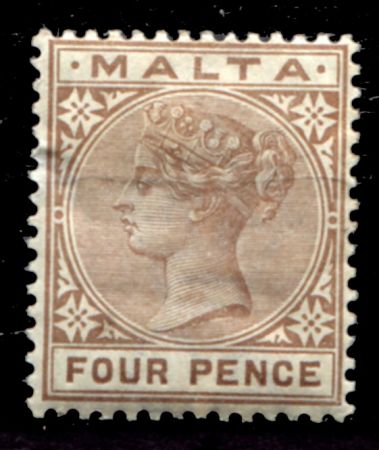 Мальта 1885-1890 гг. • Gb# 27 • 4 d. • Виктория • стандарт • MH OG VF ( кат. - £11 )