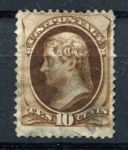 США 1873 г. • SC# 161 • 10 c. • Президент Томас Джефферсон • Used VF ( кат. - $20 )