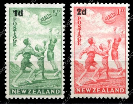 Новая Зеландия 1939г. SC# B14-15 • Дети, играющие в баскетбол. надпечатки нов. номиналов • благотворительный выпуск • MNH OG XF / полн. серия ( кат.- $10)