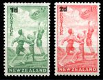 Новая Зеландия 1939г. SC# B14-15 • Дети, играющие в баскетбол. надпечатки нов. номиналов • благотворительный выпуск • MNH OG XF / полн. серия ( кат.- $10)