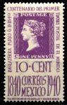 Мексика 1940 г. SC# 755 • 10c. • 100-летие первой почтовой марки "Черный пенни" • MNH OG XF