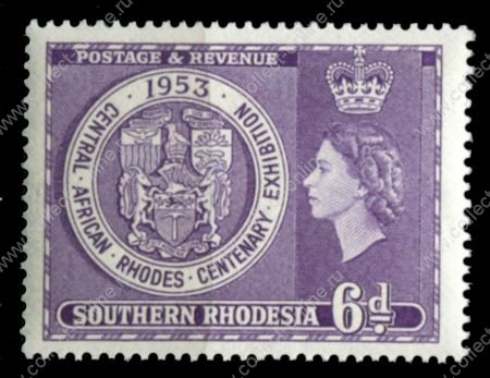 Южная Родезия 1953 г. Gb# 76 • 6d. • Выставка к 100-летию Сесиля Родса • MNH OG XF