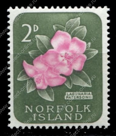 Норфолк о-в 1960-62 гг. Gb# 25 • Елизавета II основной выпуск • 2d. • орхидея • MNH OG XF