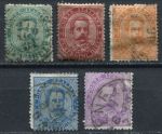 Италия 1879 г. • SC# 45-48.50 • 5-30 и 50 c. (5 марок) • Умберто I • Used VF ( кат.- $36 )