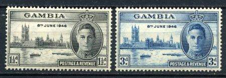 Гамбия 1946 г. • Gb# 162-3 • 1½ и 3 d. • Выпуск победы • полн. серия • MNH OG VF