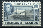 Фолклендские о-ва 1938-1950 гг. • Gb# 157 • 9 d. • основной выпуск • Полярное судно "Уильям Скорсби" • MH OG VF ( кат.- £ 28- )