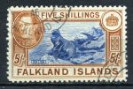 Фолклендские о-ва 1938-1950 гг. • Gb# 161 • 5 sh. • Георг VI • основной выпуск • тюлени • Used VF (кат. - £95)