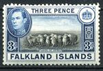 Фолклендские о-ва 1938-1950 гг. • Gb# 153 • 3 d. • Георг VI • основной выпуск • отара овец • MH OG VF ( кат. - £7.5- )