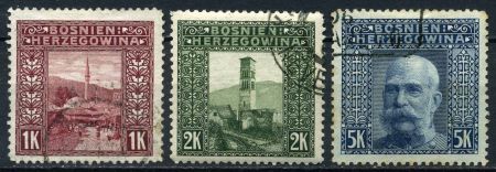 Босния и Герцеговина 1906 г. • SC# 43-45(Mi# 42-44) • 1 - 5 K. • осн. выпуск • концовки • Used VF ( кат. - €30 )