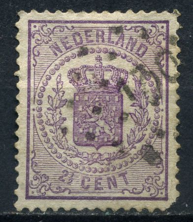 Нидерланды 1869-1871 гг. • SC# 22(Mi# 18B) • 2½ c. • герб королевства • стандарт • Used F-VF ( кат. - $75 )