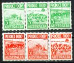 Австралия 1953 г. • Gb# 255-60a • 3 и 3 ½ d. • Производство продуктов • сцепки • полн. серия • MNH OG XF