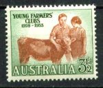 Австралия 1953 г. • Gb# 267 • 3½ d. • 25-летие Национального молодежного фермерского клуба • дети с теленком • MNH OG VF