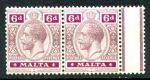 Мальта 1914-1921 гг. • Gb# 80 • 6 d. • Георг V • стандарт • пара • MNH OG XF ( кат.- £ 25+ )