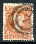 Канада 1868-1876 гг. • SC# 25 • 3 c. • королева Виктория • Used F-VF ( кат.- $40 )