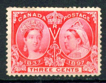 Канада 1897 г. SC# 53 • 3 c. • Королева Виктория • 60-летний юбилей правления • MH OG VF ( кат.- $30 )