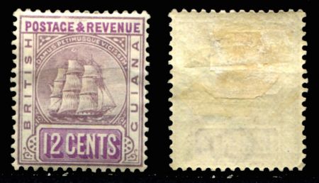 Британская Гвиана 1889 г. Gb# 200 • 12 c. • парусный фрегат • стандарт • MH OG VF ( кат. - £20 )