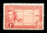 Каймановы о-ва 1938-1948 гг. • Gb# 117 • 1 d. • Георг VI • 1-й осн. выпуск • карта островов • MNH OG VF