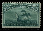 США 1893 г. • SC# 232 • 3 c. • Колумбова выставка • Флагманское судно "Санта-Мария" • MNH OG F-VF ( кат. - $160 )