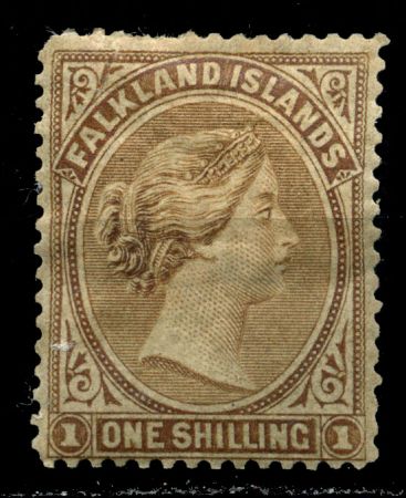Фолклендские о-ва 1878-1879 гг. • Gb# 4 • 1 sh. • Королева Виктория • стандарт • MH OG VG ( кат.- £85 )