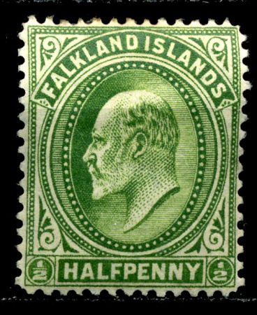 Фолклендские о-ва 1904-1912 гг. • Gb# 43 • ½ d. Эдуард VII • стандарт • MH OG VF (кат.- £6)