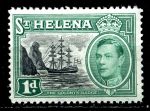 Святой Елены о-в 1949 г. • Gb# 149 • 1 d. • Георг VI основной выпуск • фрегат в бухте острова • MNH OG XF