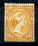 Фолклендские о-ва 1891-1902 гг. • Gb# 33 • 6 d. • Королева Виктория • стандарт • MNG VF ( кат.- £325-* )