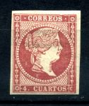 Испания 1856-1859 гг. • Sc# 45a • 4 c. • Изабелла II • стандарт • MH OG VF ( кат. - $10 )