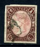 Испания 1865 г. • SC# 70 • 19 c. • Изабелла II • стандарт • Used VG* ( кат. - $600 ) 