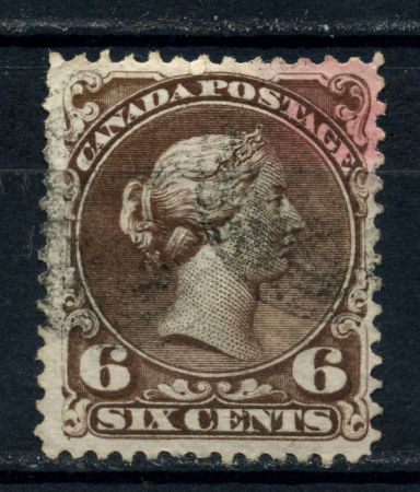Канада 1868-1876 гг. • SC# 27 • 6 c. • королева Виктория • Used VF+ ( кат.- $140 )