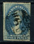 Австралия • Тасмания 1855 г. • Gb# 18 • 4 d. • Королева Виктория • стандарт • Used F-VF ( кат.- £120 )