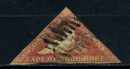 Мыс Доброй Надежды 1858 г. • Gb# 5b • 1 d. "Надежда". темно-красная • Used VF (кат.- £300)