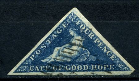 Мыс Доброй Надежды 1863-1864 гг. • Gb# 19 • 4 d. "Надежда". темно-синяя • Used XF (кат.- £100)