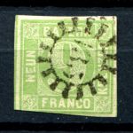Бавария 1850-1858 гг. • Mi# 5 • 9 kr. • цифра в орнаменте • Used VF ( кат.- € 20 ) 