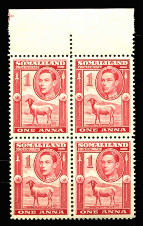 Сомалиленд 1938 г. Gb# 94 • 1 a. • Георг VI основной выпуск • овца • MNH OG XF • кв. блок ( кат. - £7.00 )