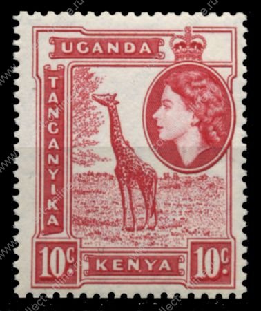 Кения, Уганда и Танганьика 1954-1959 гг. • Gb# 168 • 10 c. • Елизавета II основной выпуск • жираф • MNH OG XF ( кат.- £ 2 )