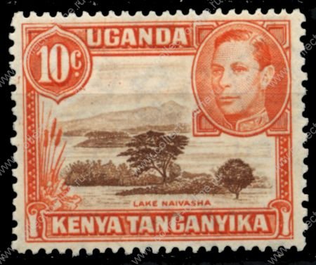 Кения, Уганда и Танганьика 1938-1954 гг. • Gb# 134 • 10 c. • Георг VI основной выпуск • Озеро Найваша • MNH OG XF ( кат.- £ 3 )