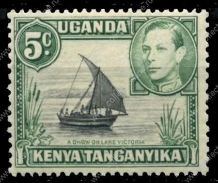 Кения, Уганда и Танганьика 1938-1954 гг. • Gb# 132 • 5 c. • Георг VI основной выпуск • Парусная лодка • MNH OG XF ( кат.- £ 5 )