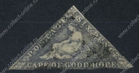 Мыс Доброй Надежды 1858 г. • Gb# 7d • 6 d. • "Надежда" • пурпурная • Used VF- ( кат.- £1000 ) ®