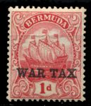 Бермуды 1920 г. • Gb# 58 • 1 d. • парусник • надп. "WAR TAX" • стандарт • MH OG VF ( кат. - £3 )