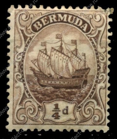 Бермуды 1922-1934 гг. • Gb# 77 • ¼ d. • парусник • стандарт • MH OG VF ( кат. - £2 )