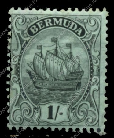 Бермуды 1906-1925 гг. • Gb# 51 • 1 sh. • парусник • стандарт • MH OG VF ( кат. - £5 )